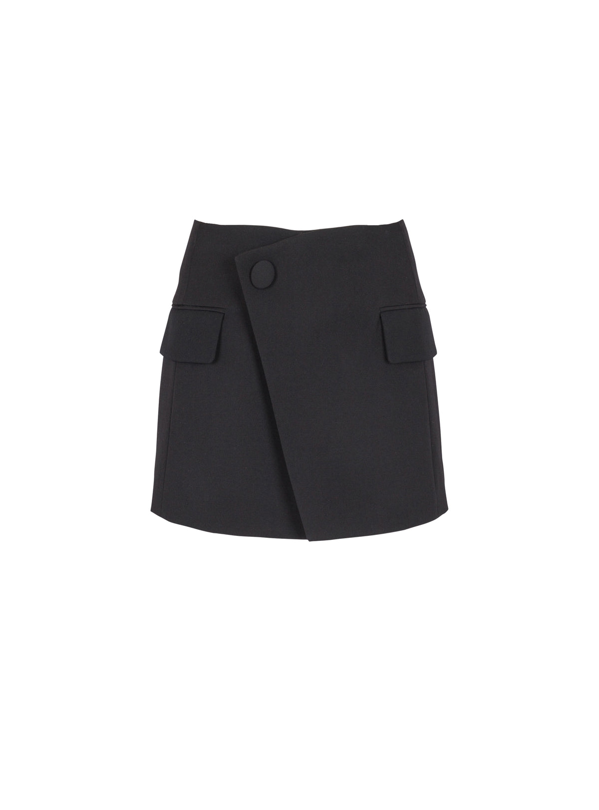 Short asymmetric wool skirt - Black
