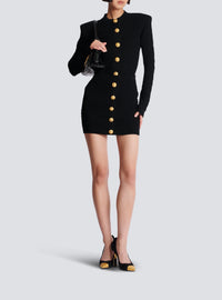 Short buttoned knit skirt - Black