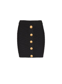 Short buttoned knit skirt - Black