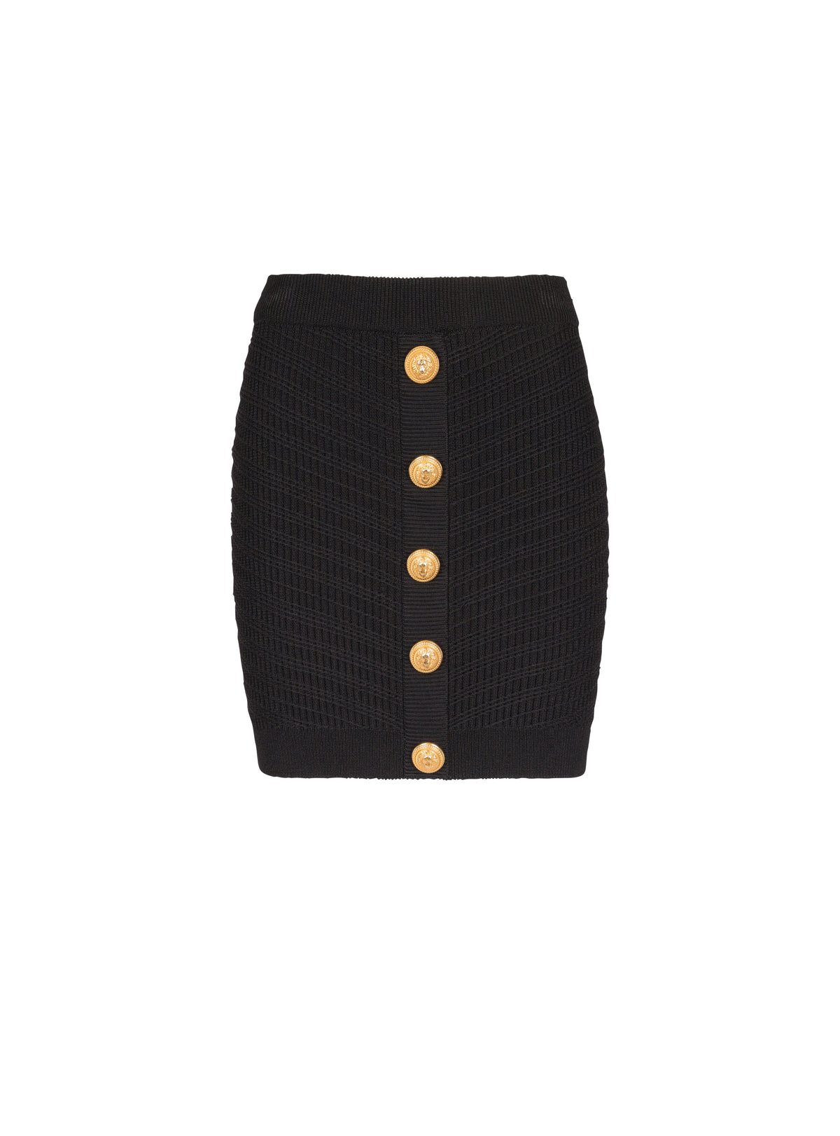Short buttoned knit skirt - Black