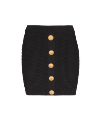 Jupe courte boutonnée en maille - Noir