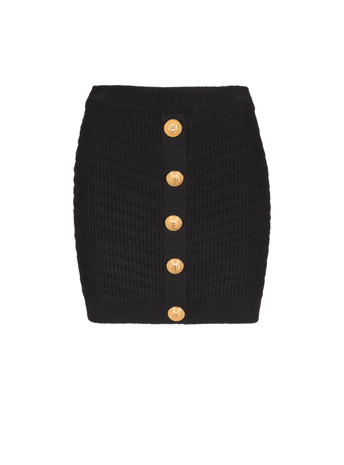 Jupe courte boutonnée en maille - Noir