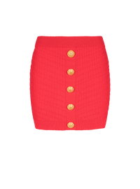 Jupe courte boutonnée en maille - Rouge Vif
