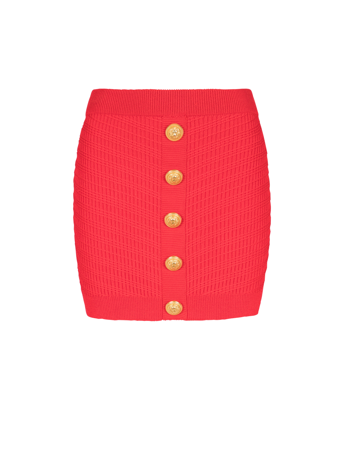 Jupe courte boutonnée en maille - Rouge Vif