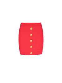 Short buttoned knit skirt - Vivid Red