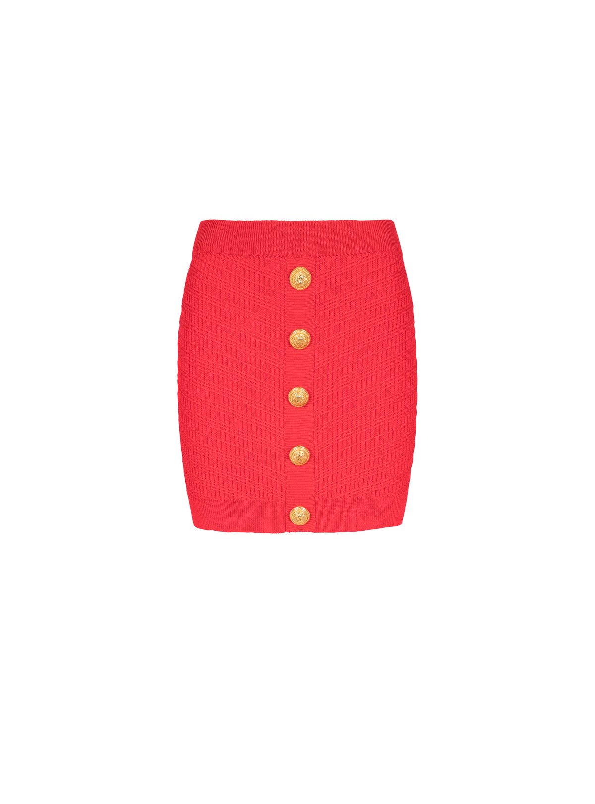 Short buttoned knit skirt - Vivid Red