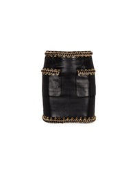 Short leather skirt - Black & Gold