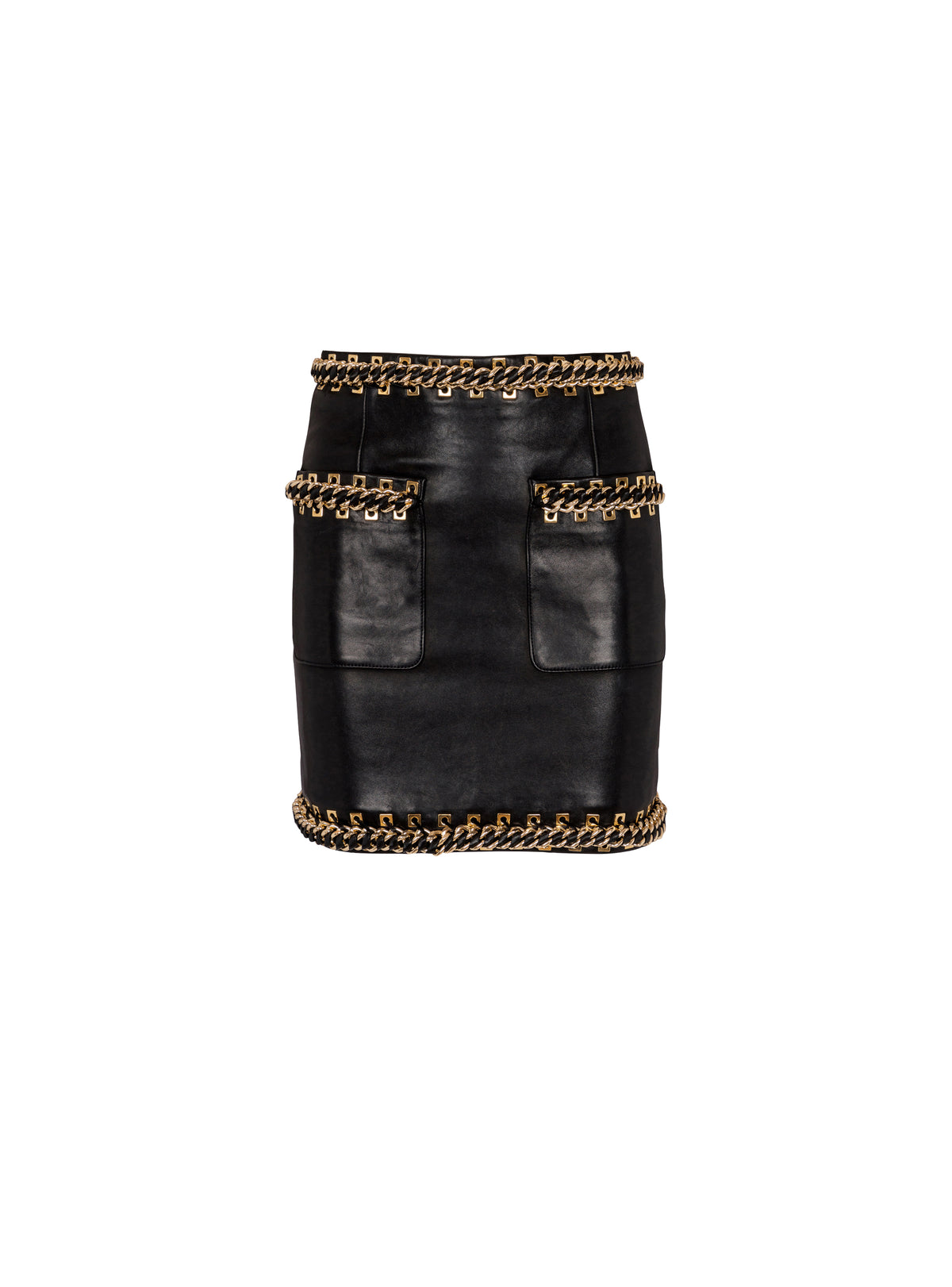 Short leather skirt - Black & Gold