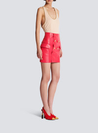 Short leather skirt - Bright Fuchsia