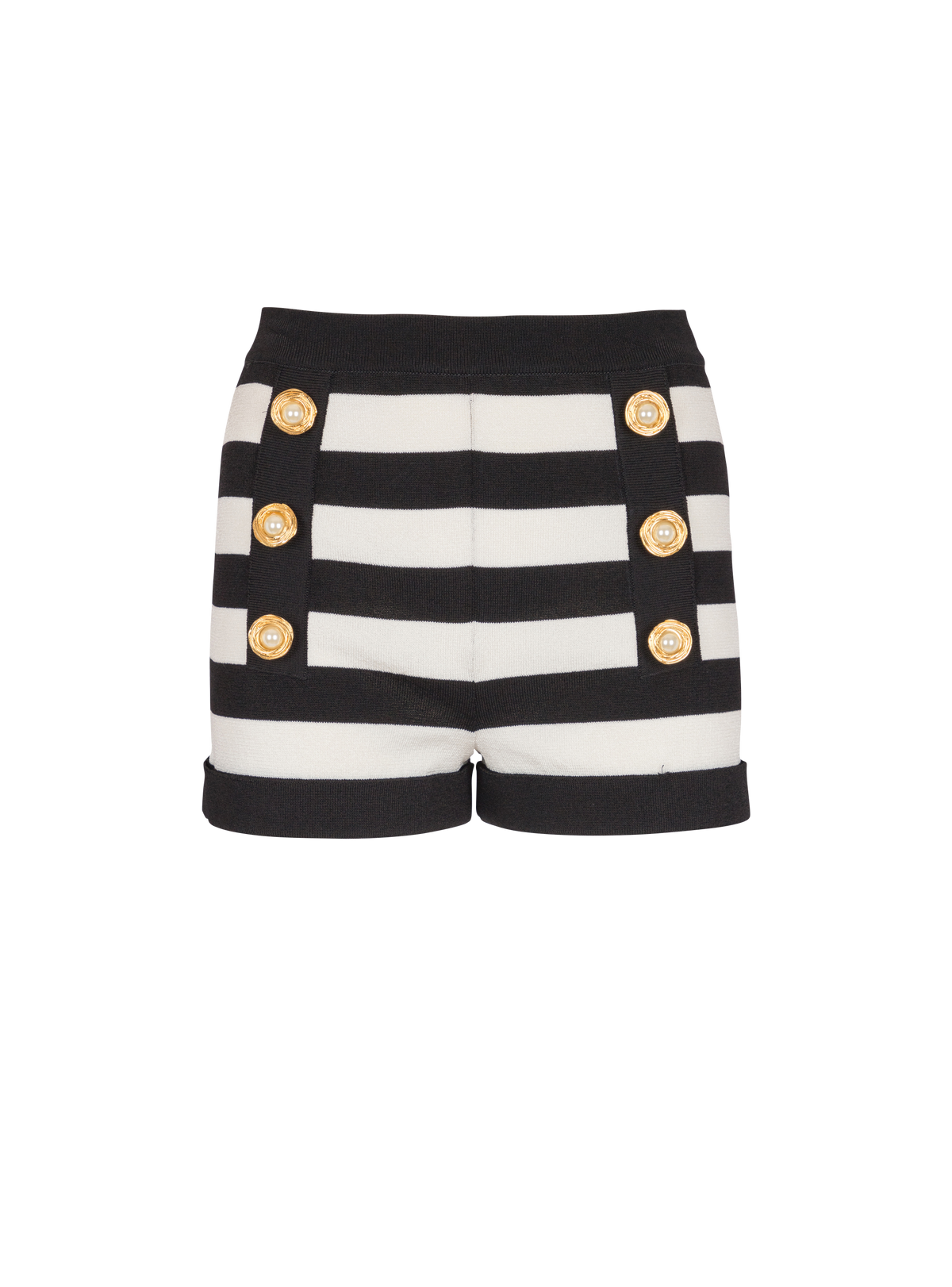 Short en maille motif marinière  - Noir & Blanc