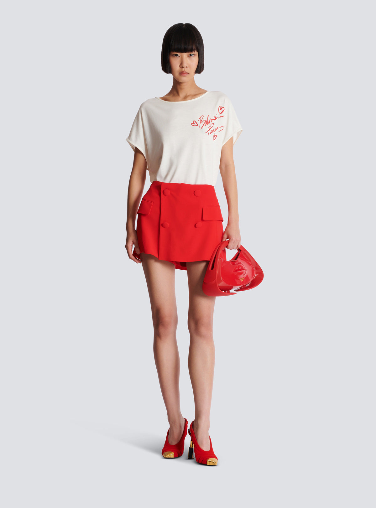 Short en crêpe - Rouge Fonce