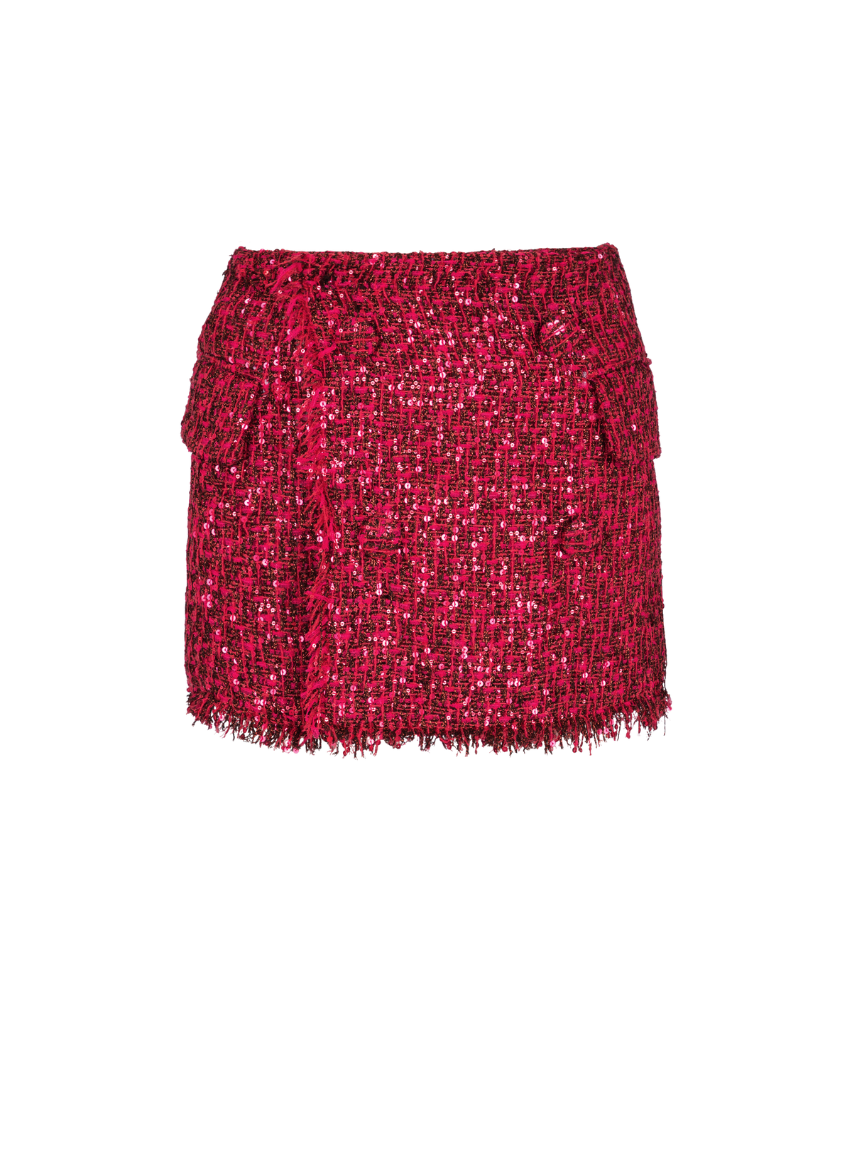 Short court en tweed à sequins - Fuchsia Vif