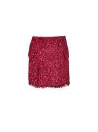 Short sequined tweed shorts - Bright Fuchsia