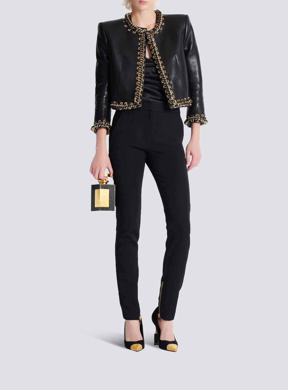 Slim zippered wool trousers - Black & Black