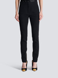 Pantalon slim zippé en grain de poudre - Noir & Noir