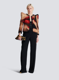 Pantalon tailleur droit en crêpe - Noir