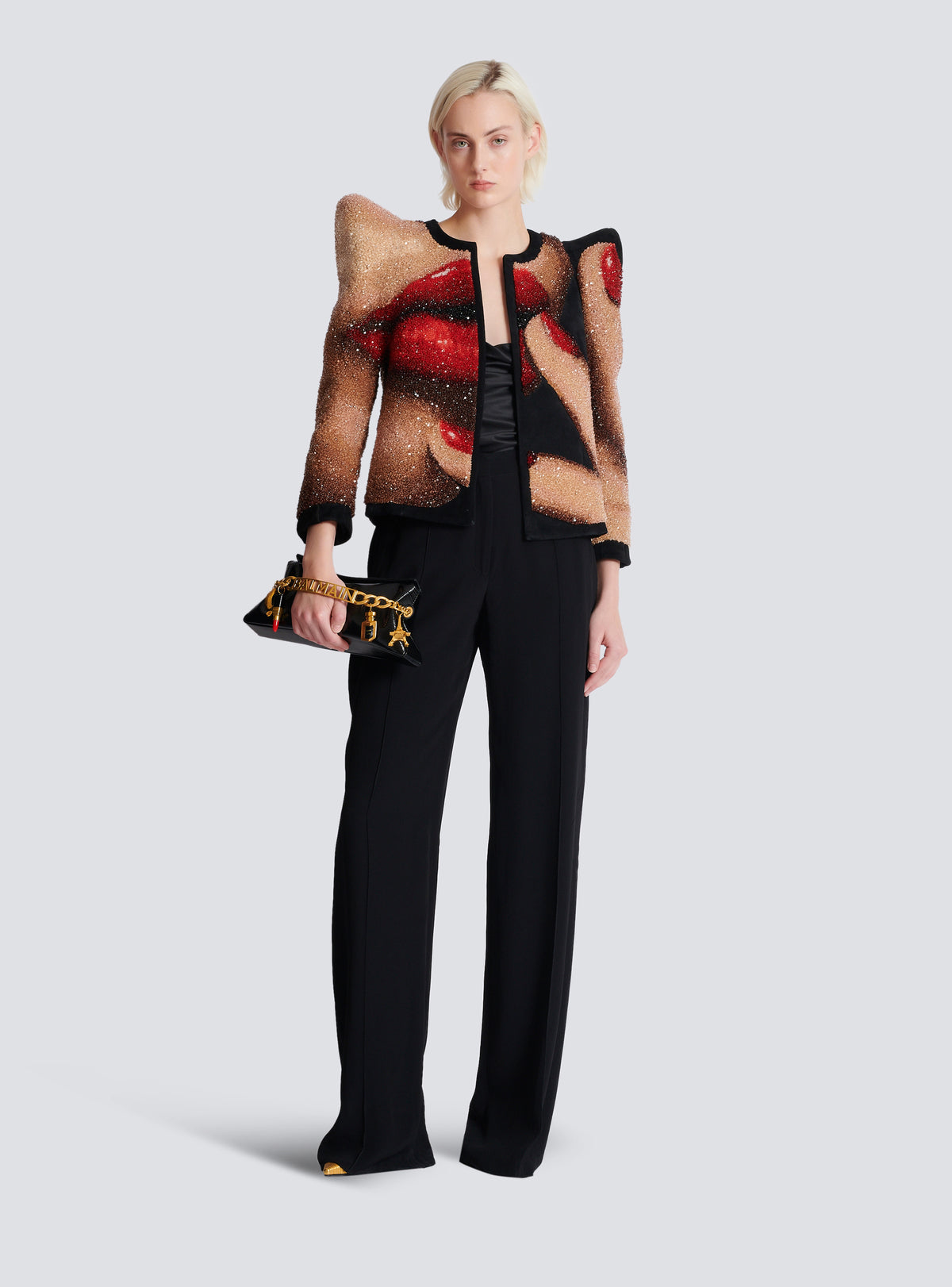 Pantalon tailleur droit en crêpe - Noir
