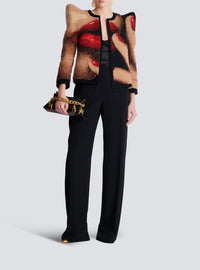 Pantalon tailleur droit en crêpe - Noir