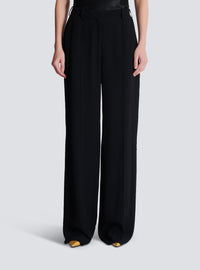 Pantalon tailleur droit en crêpe - Noir