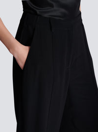 Pantalon tailleur droit en crêpe - Noir