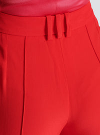 Pantalon tailleur droit en crêpe - Rouge Fonce