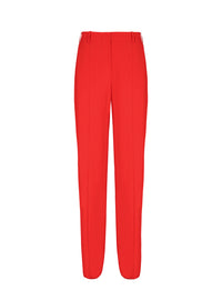 Pantalon tailleur droit en crêpe - Rouge Fonce