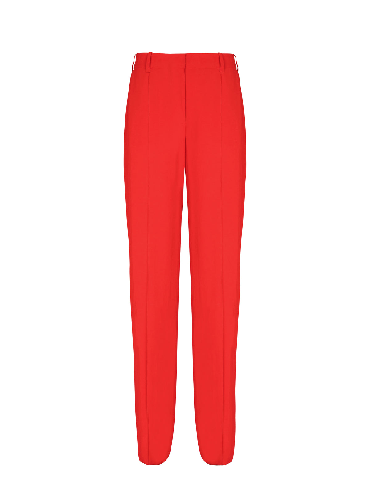 Pantalon tailleur droit en crêpe - Rouge Fonce