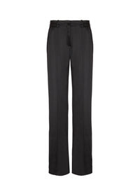 Straight satin tailored trousers - Black