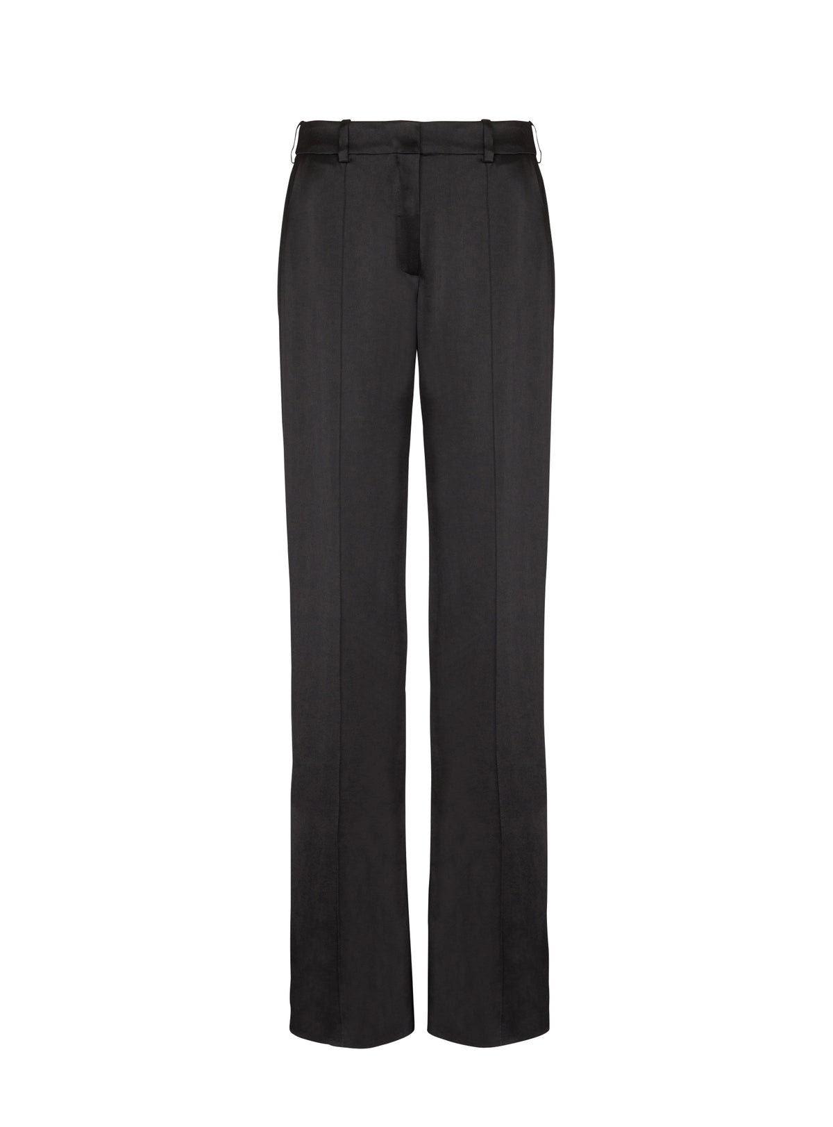 Straight satin tailored trousers - Black