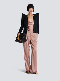 Pantalon droit tailleur en satin - Vieux Rose