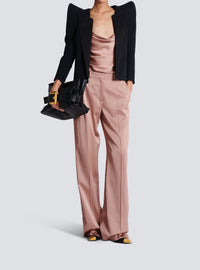 Straight tailored satin trousers - Dusty Pink