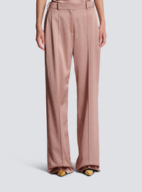 Pantalon droit tailleur en satin - Vieux Rose