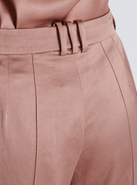 Pantalon droit tailleur en satin - Vieux Rose