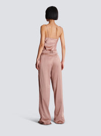 Pantalon droit tailleur en satin - Vieux Rose
