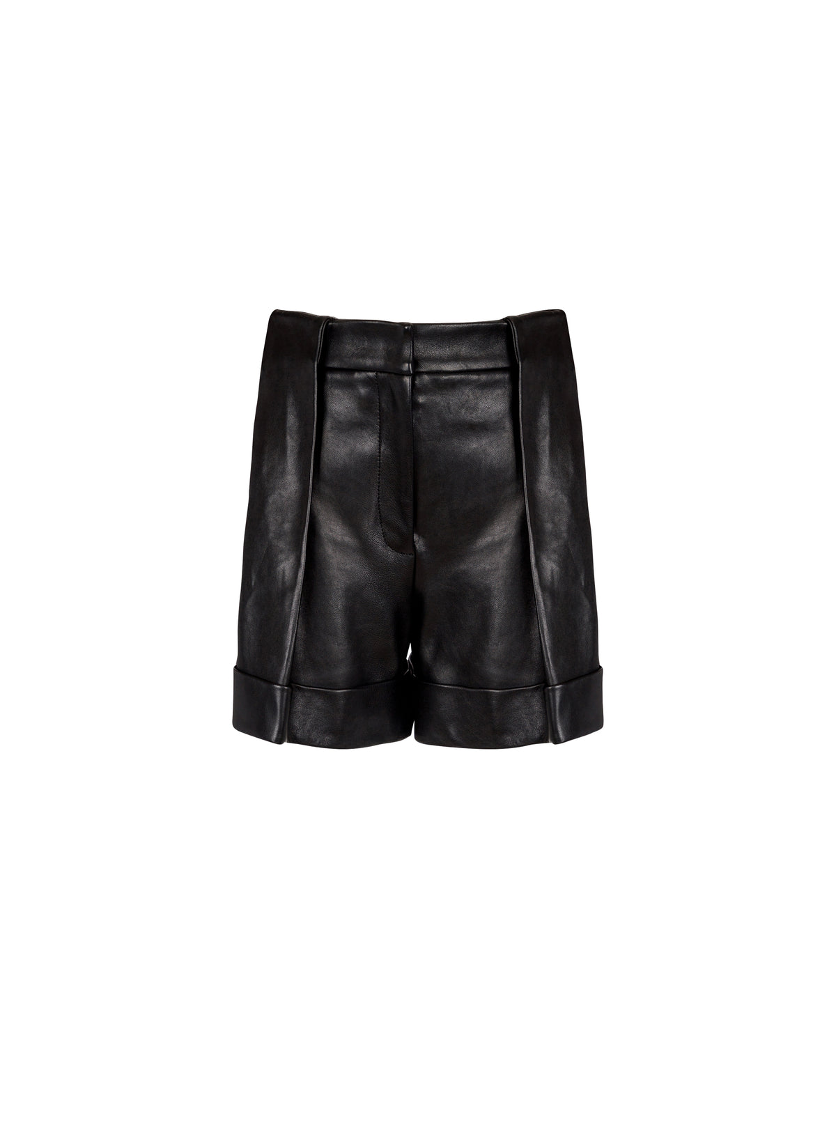 Pleated leather shorts - Black
