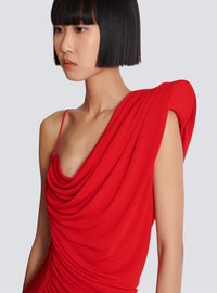 Robe à strass asymétrique et drapée  - Rouge Scarlet