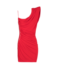 Robe à strass asymétrique et drapée  - Rouge Scarlet