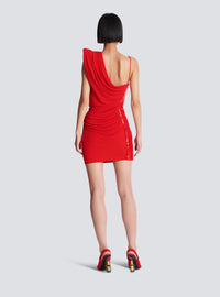 Robe à strass asymétrique et drapée  - Rouge Scarlet