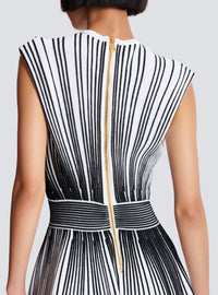 Robe patineuse en maille bicolore  - Blanc & Noir