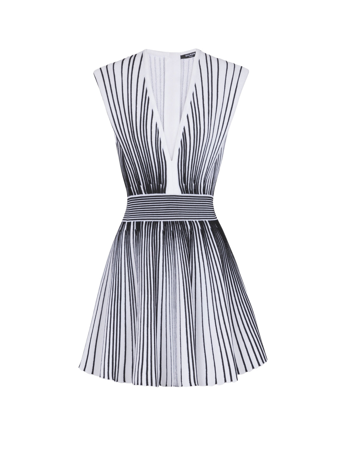 Robe courte patineuse en maille - Blanc & Noir