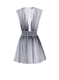 Robe patineuse en maille bicolore  - Blanc & Noir
