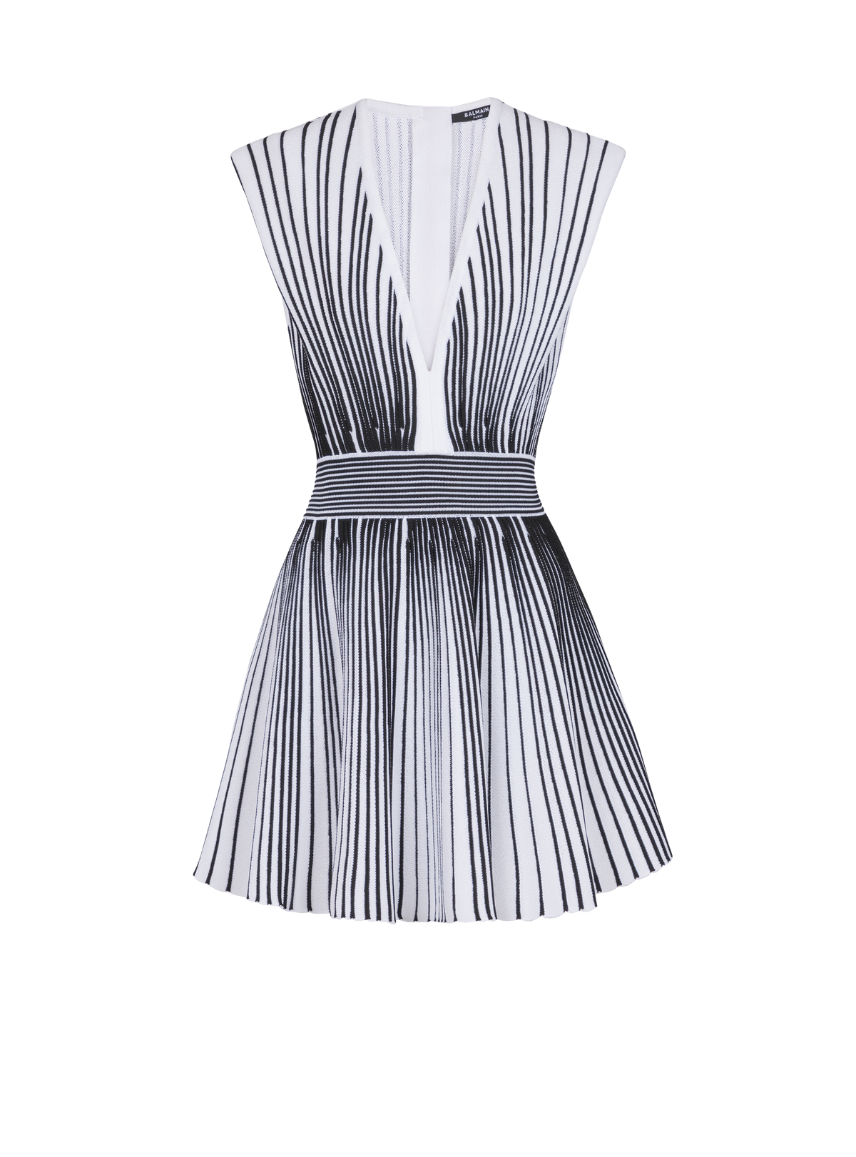 Robe patineuse en maille bicolore  - Blanc & Noir