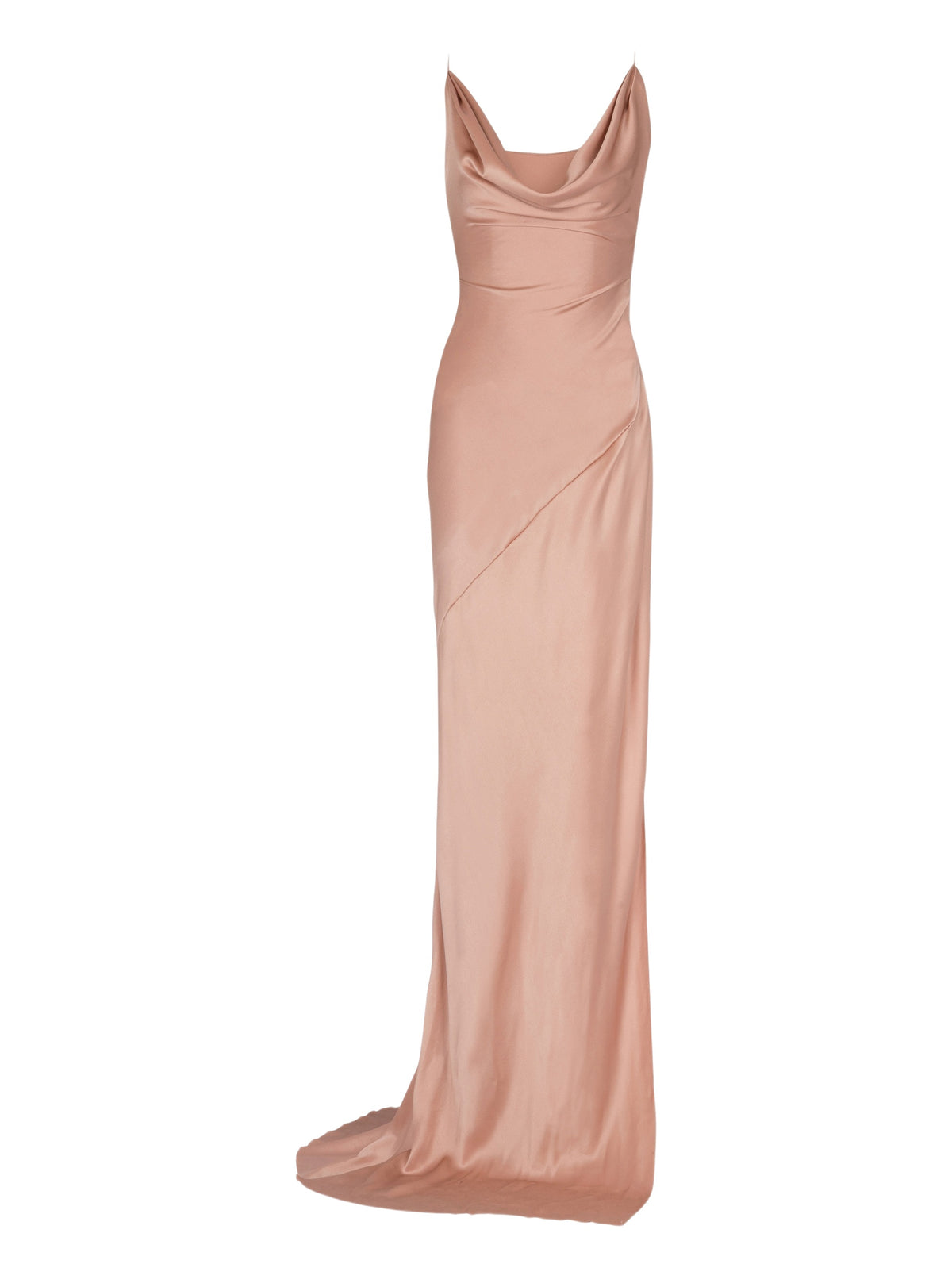 Silk long dress with slit - Powder Beige
