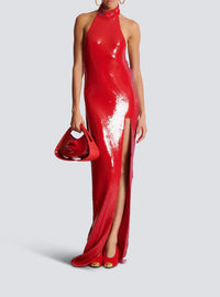 Sequined backless long dress - Scarlet Red