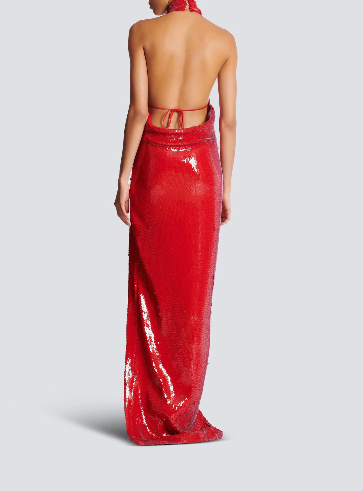 Sequined backless long dress - Scarlet Red
