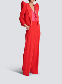 Veste spencer en crêpe à épaules structurées - Rouge Fonce