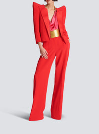 Veste spencer en crêpe à épaules structurées - Rouge Fonce