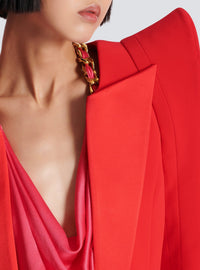 Veste spencer en crêpe à épaules structurées - Rouge Fonce