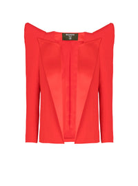 Veste spencer en crêpe à épaules structurées - Rouge Fonce
