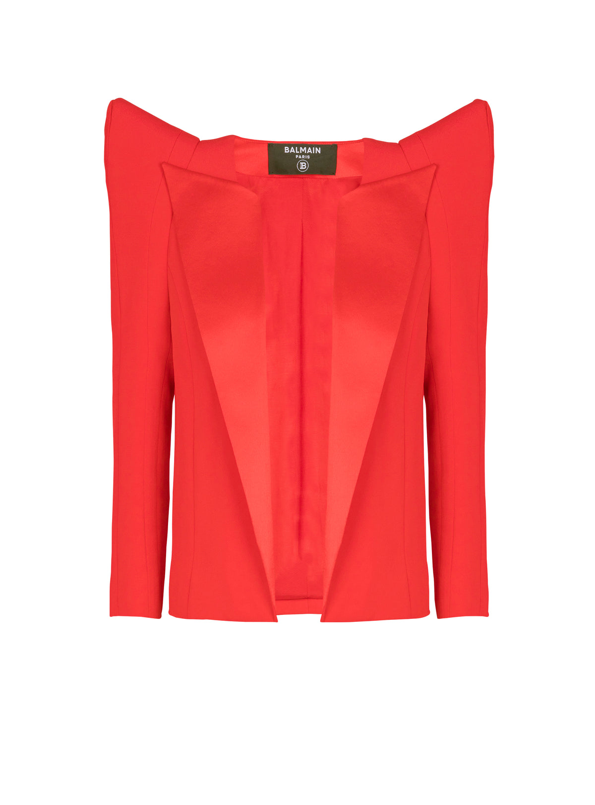 Veste spencer en crêpe à épaules structurées - Rouge Fonce